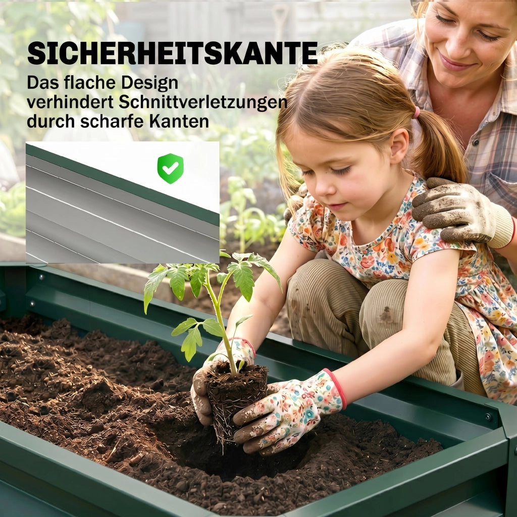 Fioriera da giardino rialzata in metallo set 2 pezzi ¨C Xylo ¨C 110x50x30cm verde