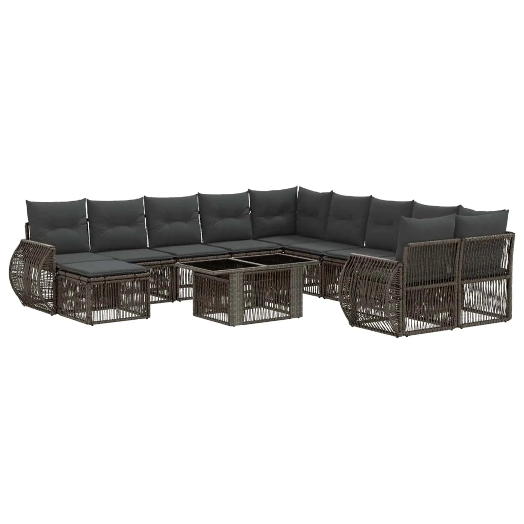 Set Divano da Giardino 12 pz Grigio e Grigio Scuro polyrattan 3437039