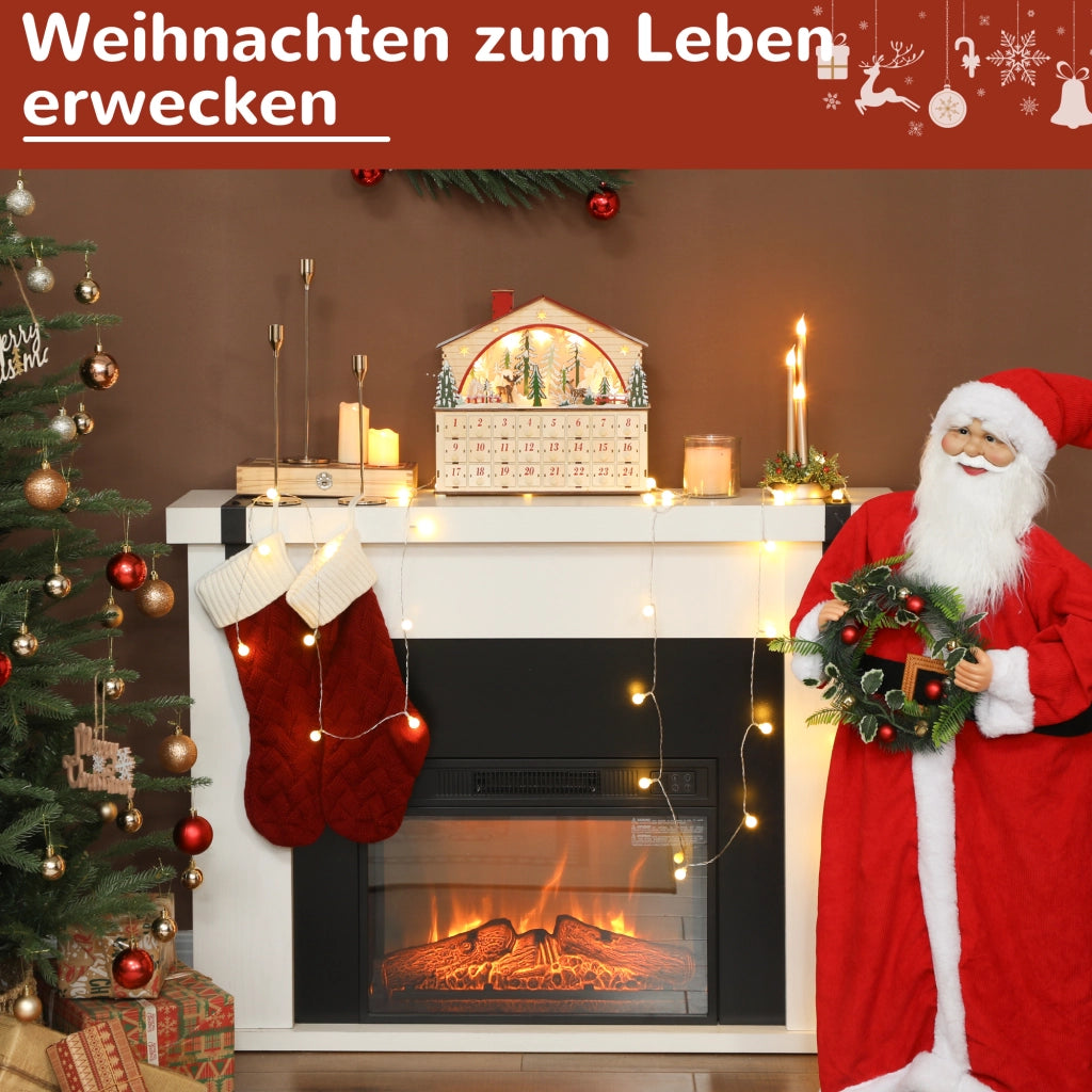 Calendario dell'Avvento in legno naturale con 24 cassetti e luci LED ¨C Xylo ¨C 36x10x34 cm