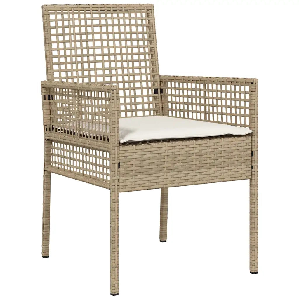 Set da Pranzo per Giardino con cuscino 5 pcs Beige polyrattan