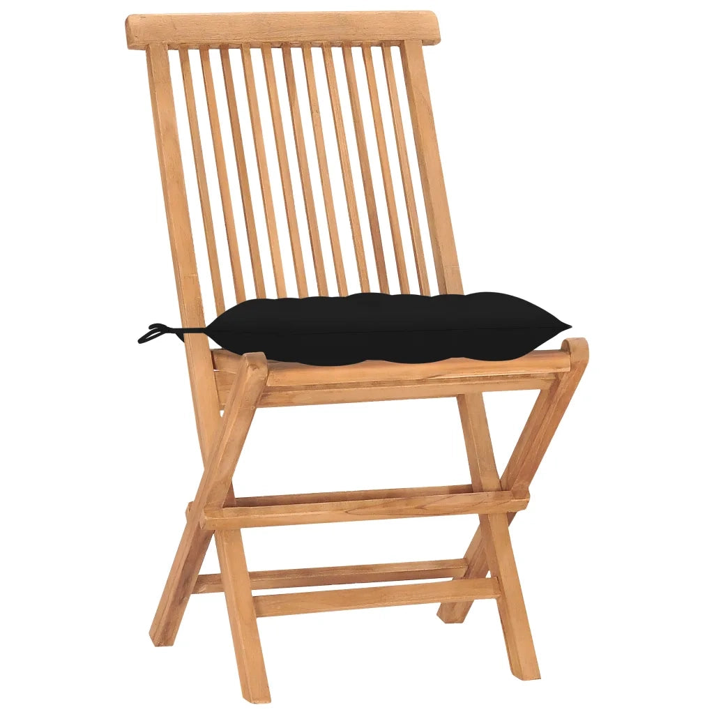 Set da Pranzo Giardino Pieghevole 3 pz Cuscino Massello di Teak cod mxl 43667