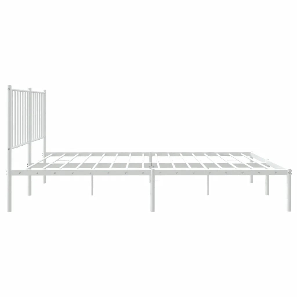 Letto matrimoniale | Letto per adulti | Giroletto con Testiera in Metallo Bianco 120x200 cm