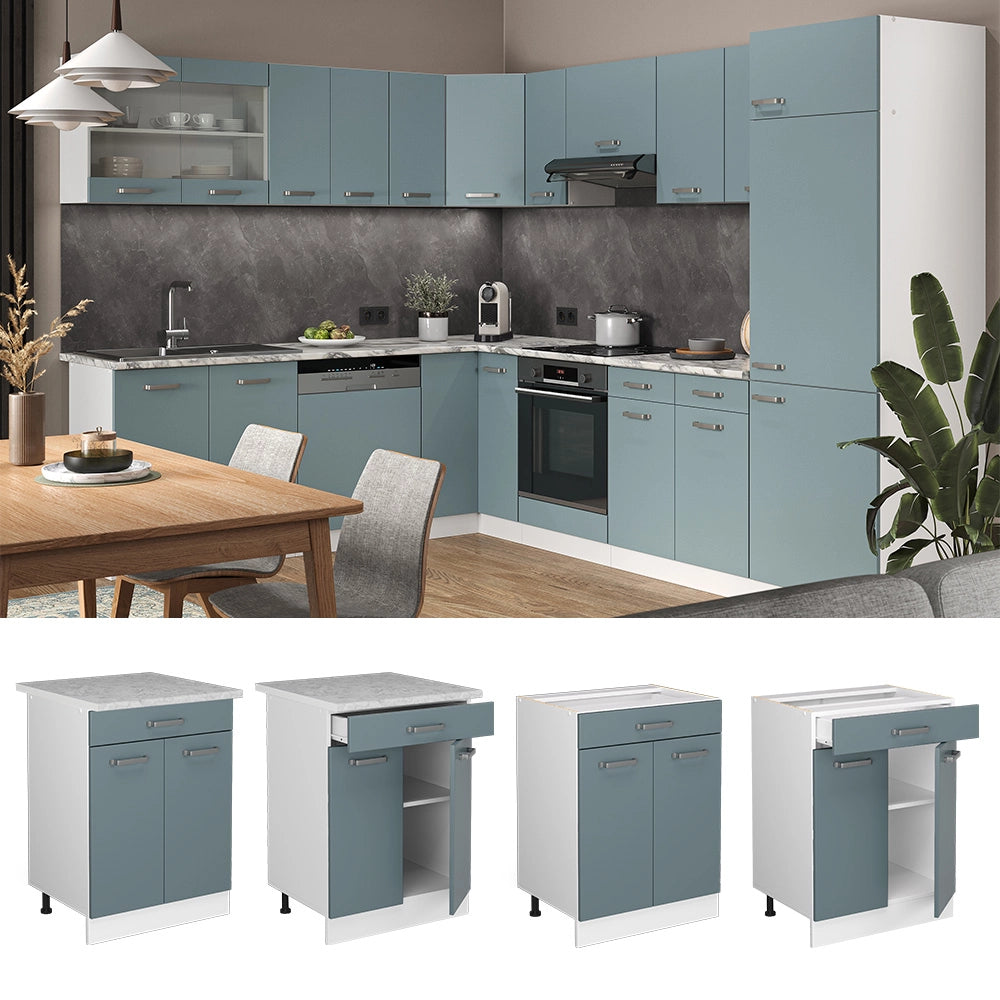 Vicco Mobiletto base per cucina Grigio-blu 60 cm con cassetto, senza piano di lavoro