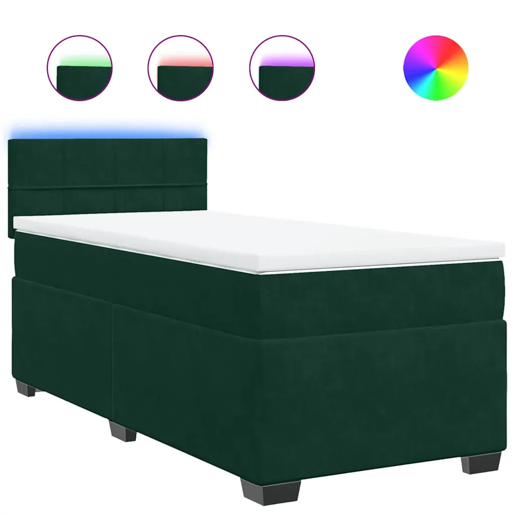 Giroletto a Molle con Materasso Verde Scuro 80x200 cm Velluto