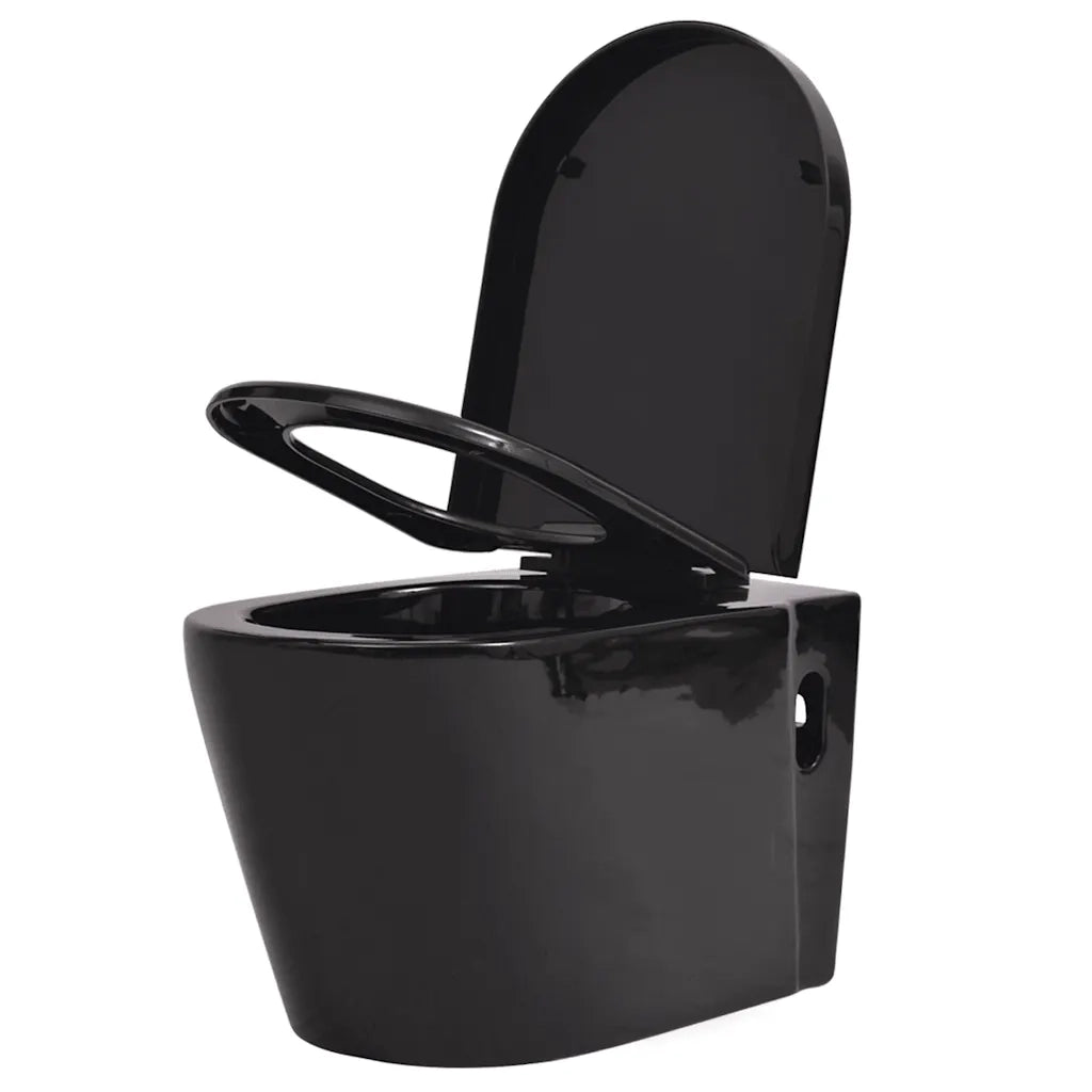 WC a Muro con Sciacquone Nascosto in Ceramica Nera CFW7296190