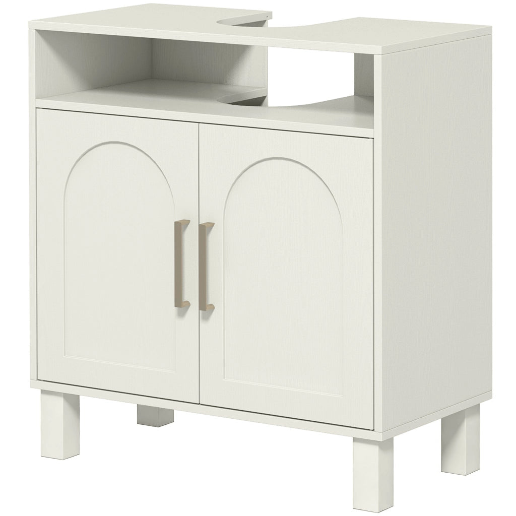Mobile Sottolavabo Bagno ¨C zephmum ¨C Armadietto 2 Ante con Ripiano Regolabile 60x30x63 Bianco