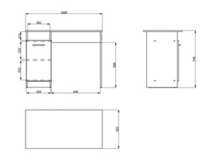 Tiriolo, Scrivania 2 Ripiani, 100x50x74.5h cm Bianco Opaco