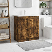Mobiletto da bagno sotto il lavello Rovere Fumo