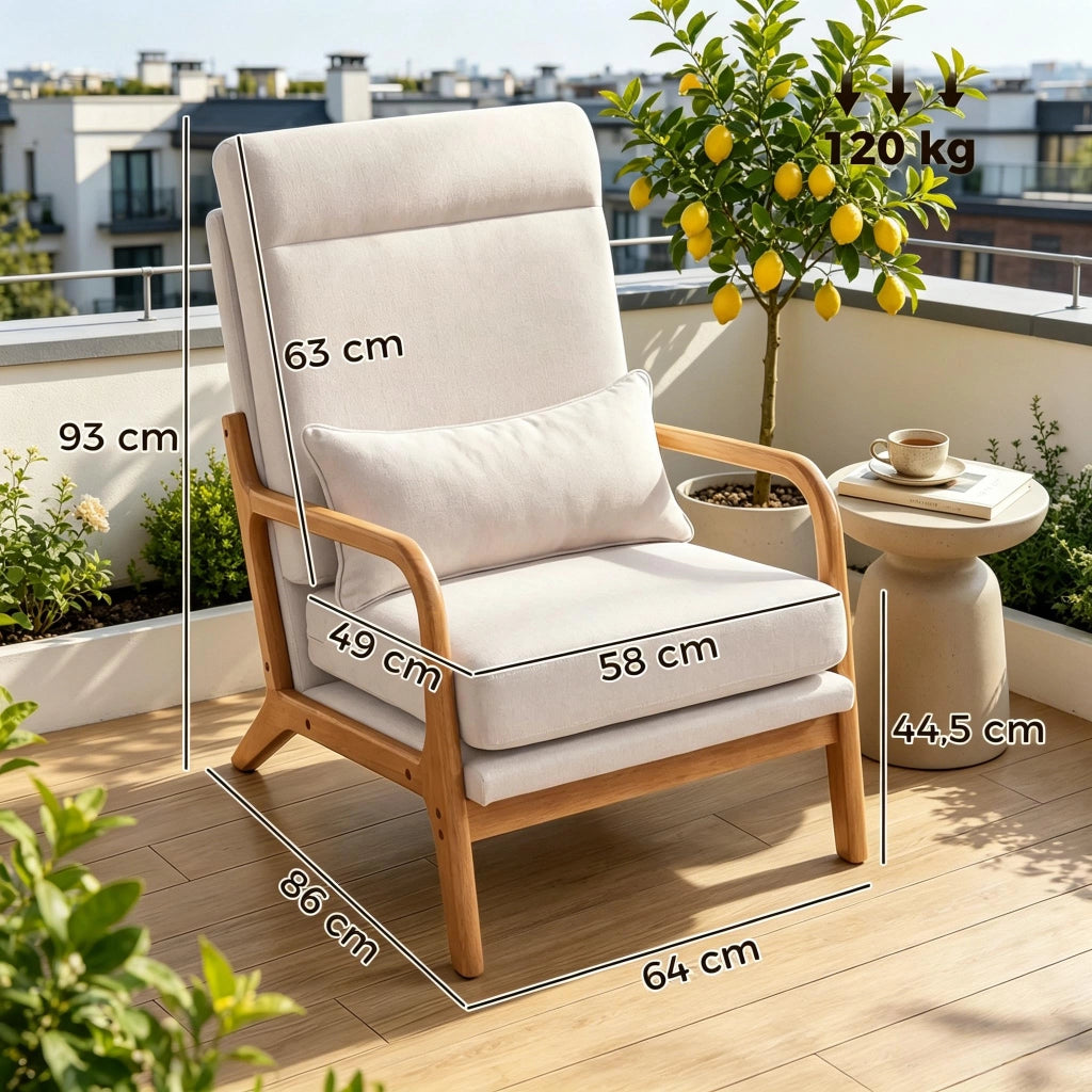 POLTRONA da salotto schienale alto 64x86x93 cm Crema