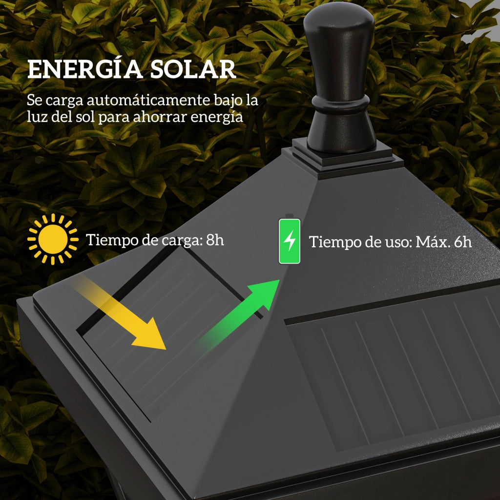Lampione Solare da Giardino ¨C Xylo ¨C ABS e Policarbonato Nero ?15x127 cm
