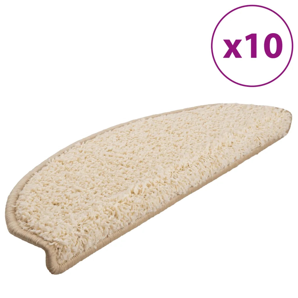 Tappetini per scale 10 pz 65x21x4 cm Crema Semicircolari Grandi 149807