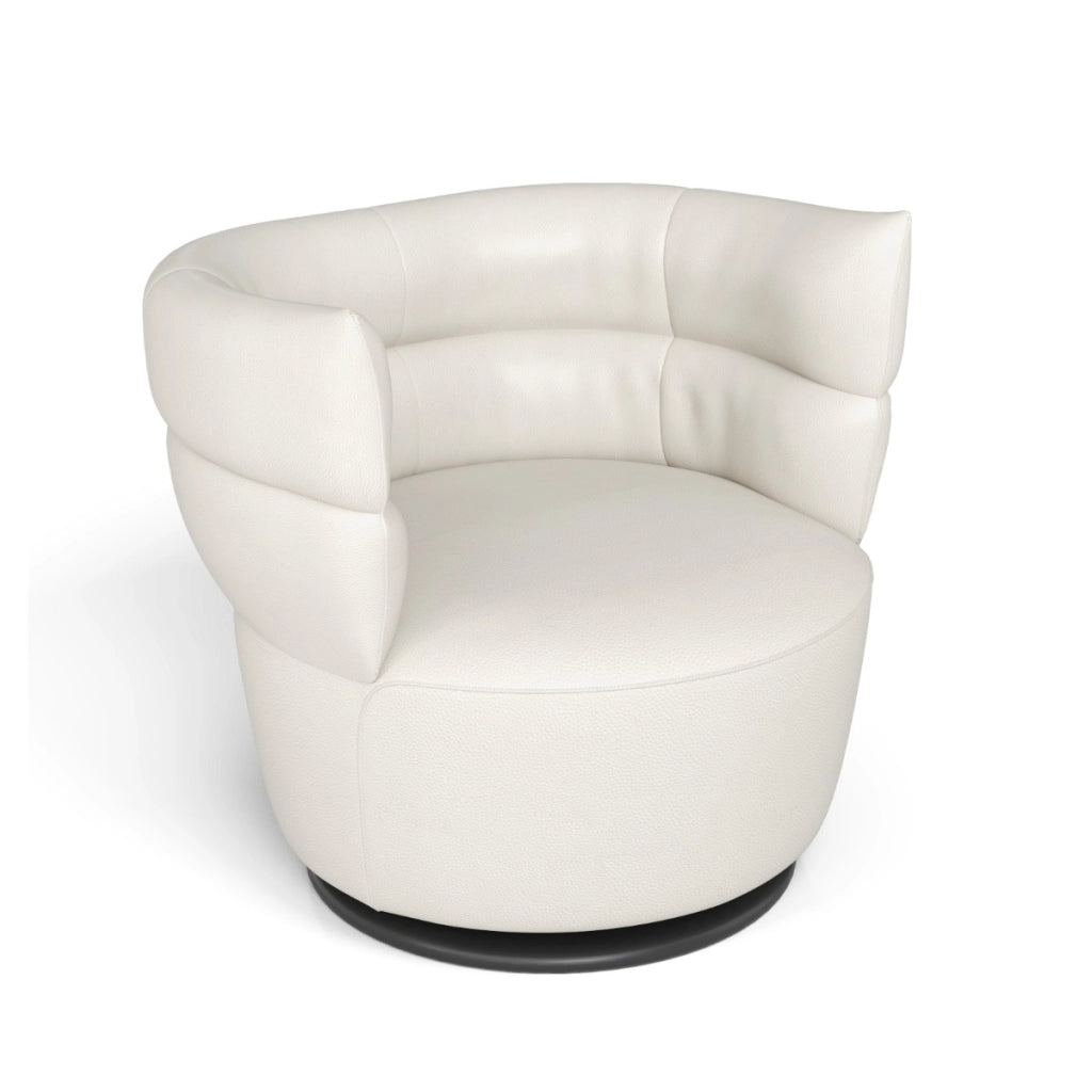 Poltrona girevole in pelle ROYAL 2359, Poltrona ergonomica design moderno con base rotante-Divani