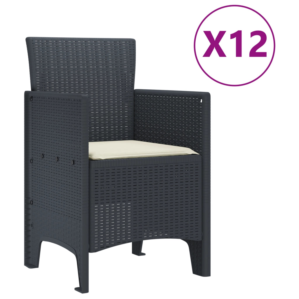 Set da Pranzo da Giardino 13 Pezzi con Cuscini Antracite Polyrattan