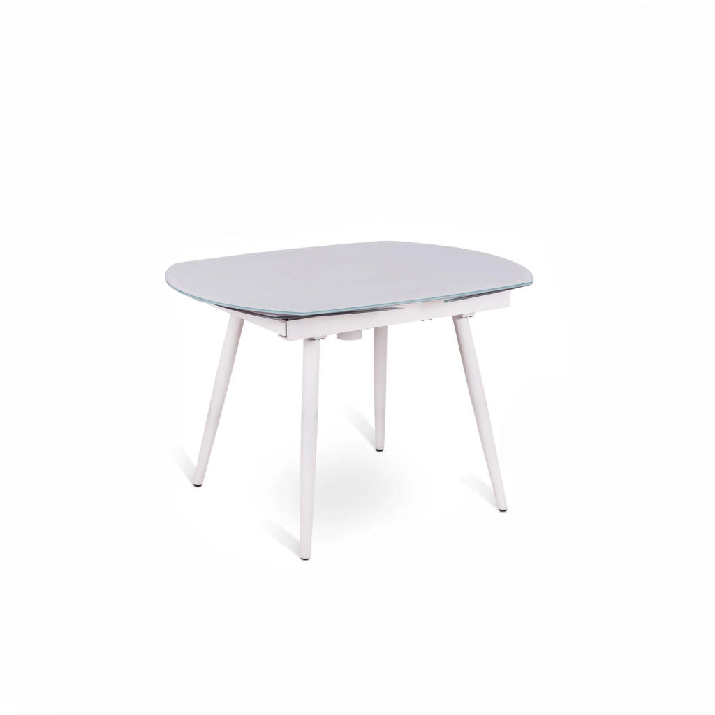Tavolo allungabile con top in vetro temperato bianco 120/180x90h cm