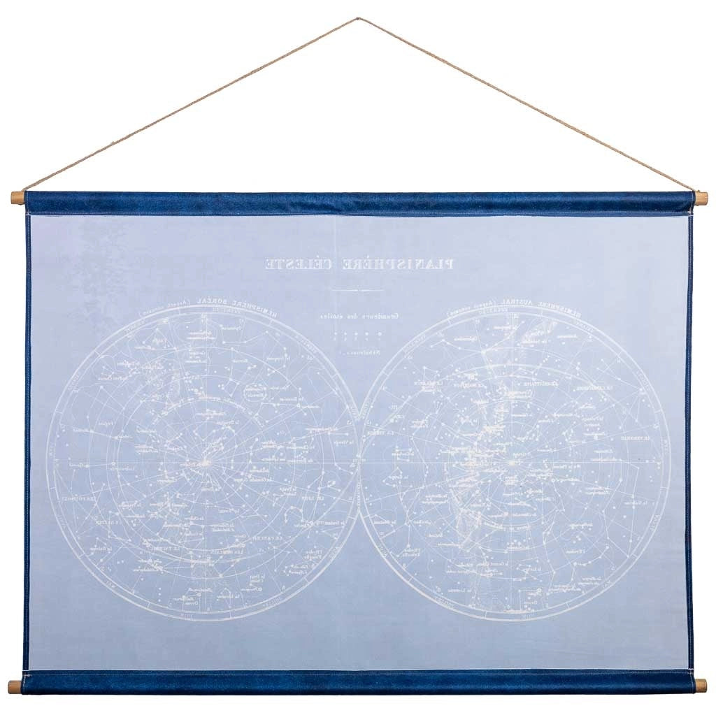 Tela pergamena tessuto stampato blu 120x86x2,5h cm