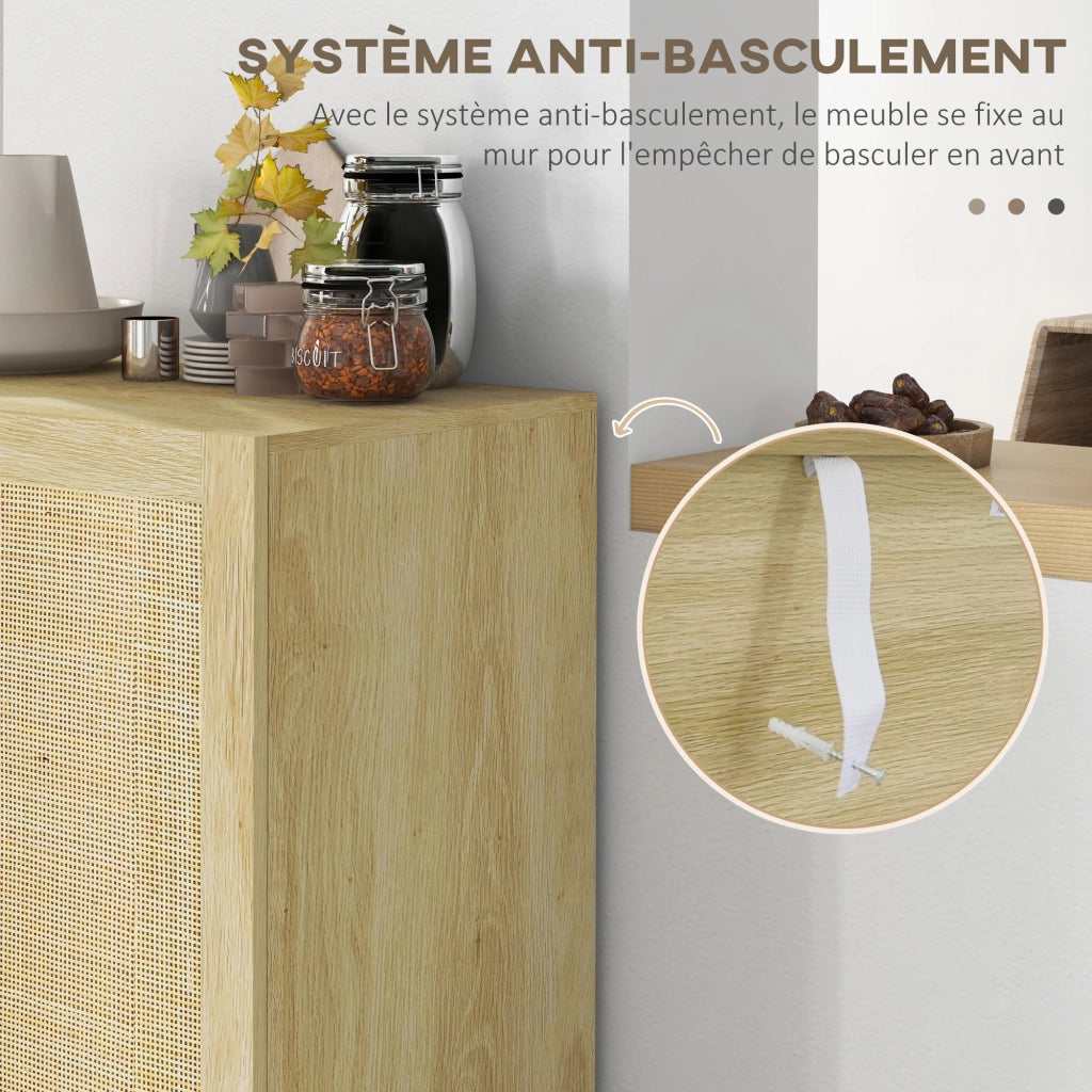 Armadio a due ante con 3 ripiani in canna ¨C zephmum ¨C 73x41x102 cm