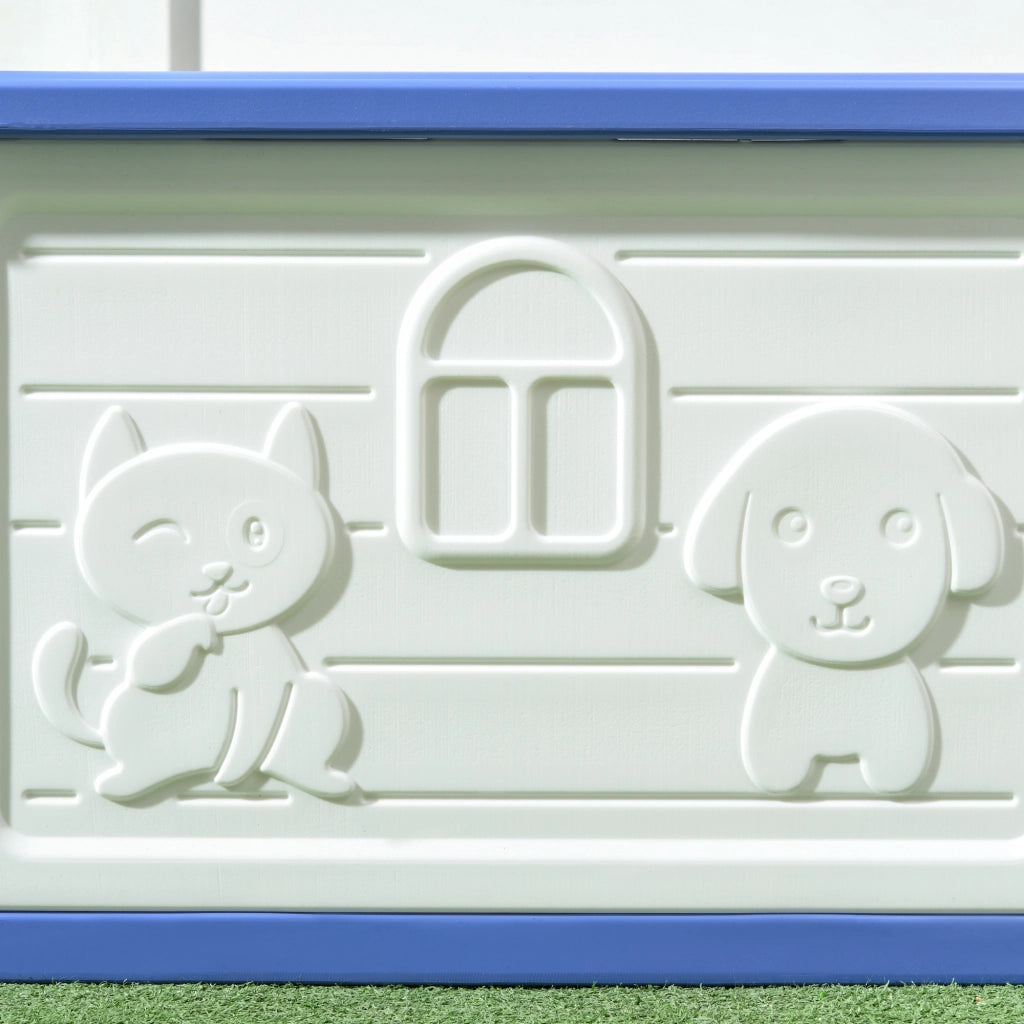 Cuccia per Cani Taglia Piccola da Esterno 60x42x40 cm con Ingresso e 2 Prese d'Aria Laterali in PE Blu e Bianco