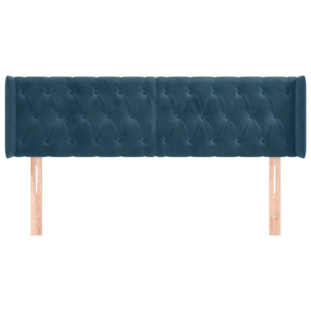 Testiera ad Orecchio-Testata con Orecchie Blu Scuro 163x16x78/88 cm in Velluto 991062