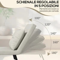 Poltrona Letto 3 in 1 con Schienale Reclinabile e Cuscino, in Tessuto Effetto Velluto, 63x73x81 cm, Crema
