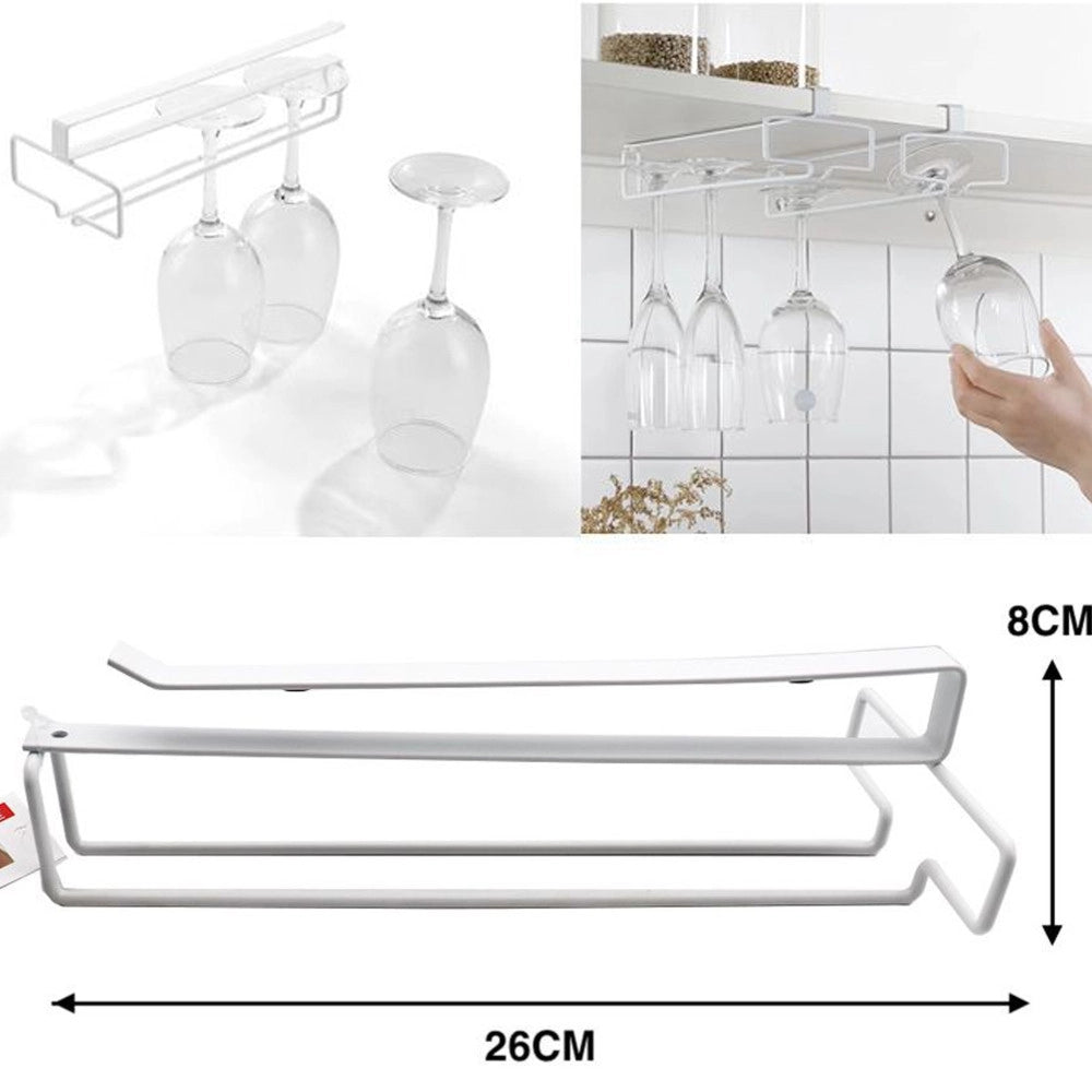 Trade Shop - Sottoripiano Sotto Ripiano Con Gancio Appendi Bicchieri Attrezzi Per Cucina 26x8 -