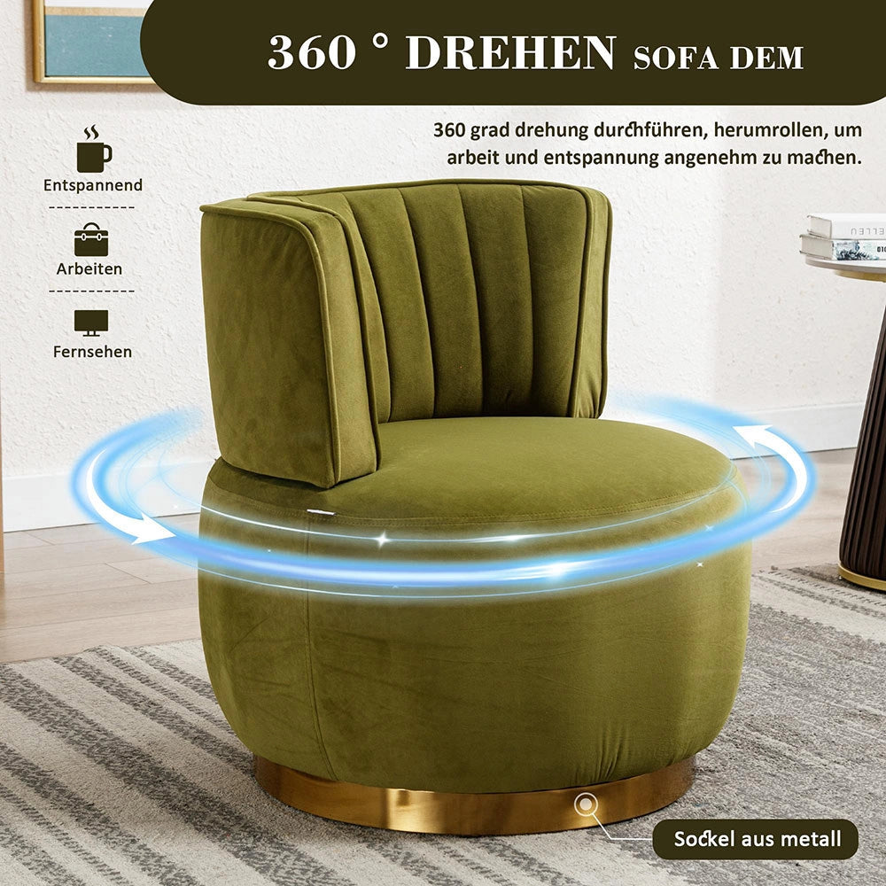 Sedia girevole moderna 360 gradi - Xylo - Struttura stabile comoda per soggiorno camera ufficio verde oliva
