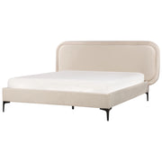 Letto matrimoniale EU Beige Chiaro Velvet 180 x 200 cm Imbottito Telaio Poggiatesta