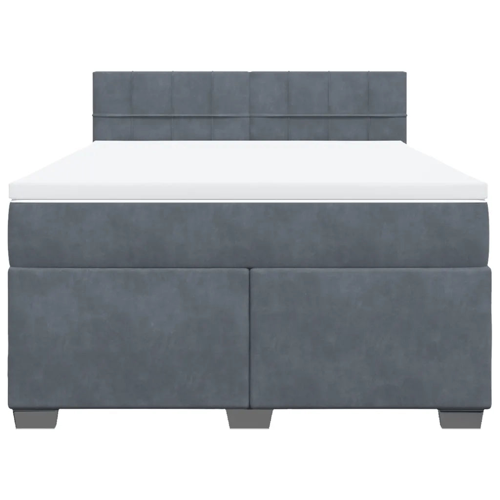 Giroletto a Molle con Materasso Grigio Scuro 140x200 cm Velluto 3286331