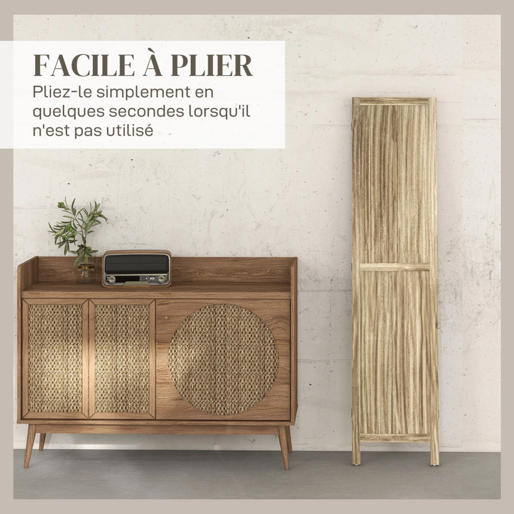 Paravento 3 Ante Legno Paulownia ¨C zephmum ¨C Naturale 120x170 cm