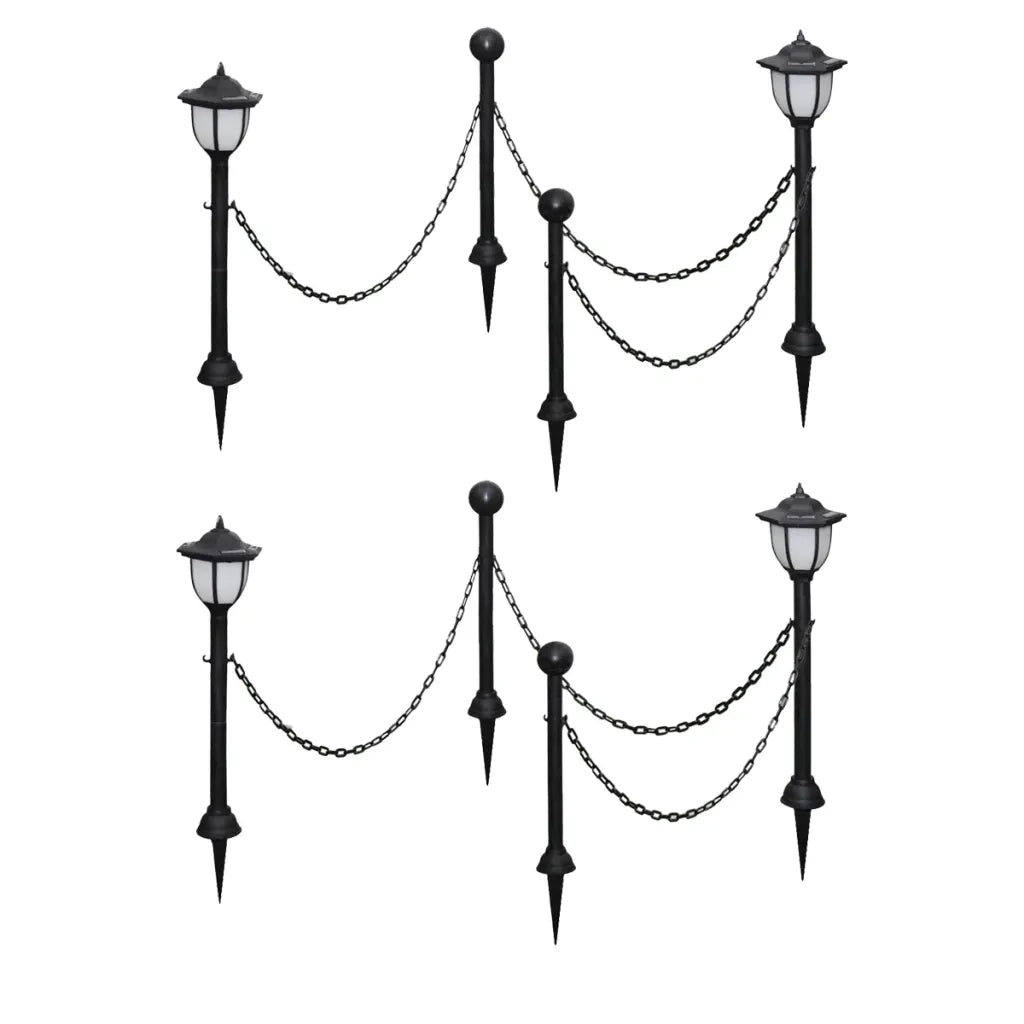 Set di 4 lampade solari da giardino con picchetti 70 x 70 x 70 cm PP nero 02_0046368