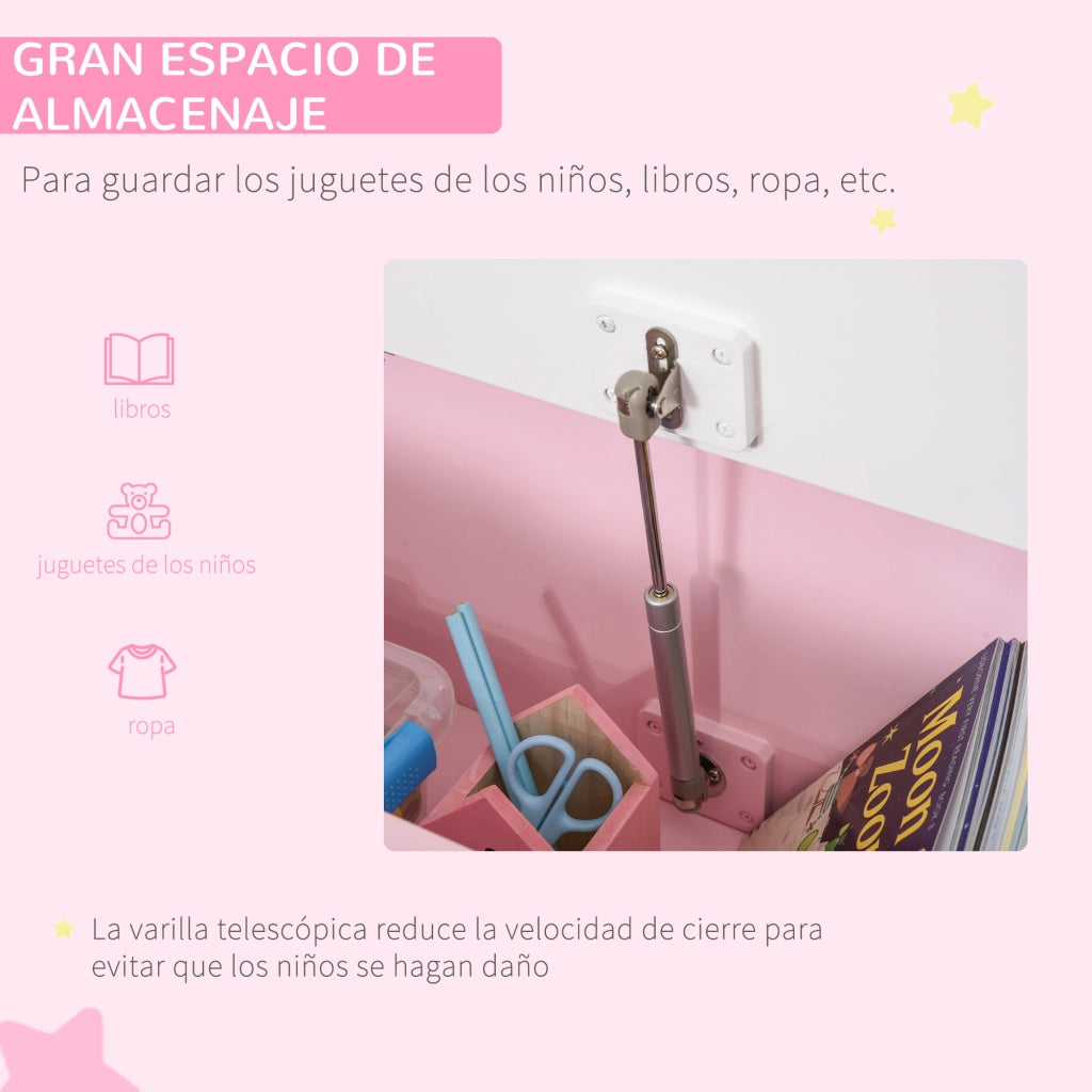 Banco per Bambini con Ripiani e Cassetti ¨C zephmum ¨C Rosa e Bianco 60x30x50 cm