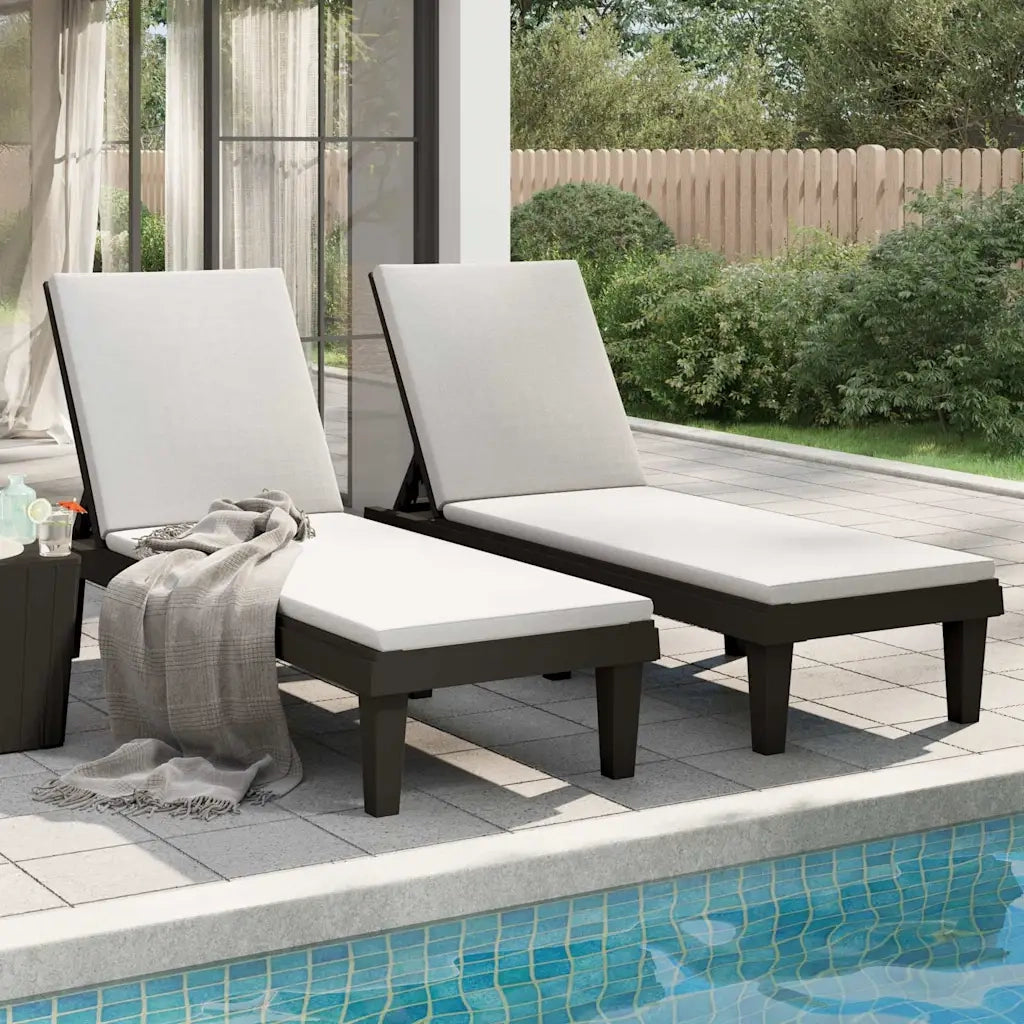 Lettini Prendisole 2 pz | Sdraio da giardino | Lettino da sole Neri 155x58x83 cm in Polipropilene