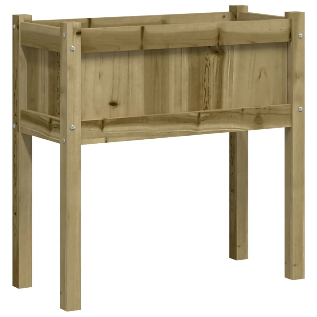 Fioriera rialzata per piante fiori giardino terrazze set da 2 con gambe in legno di pino impregnato marrone 02_0039015