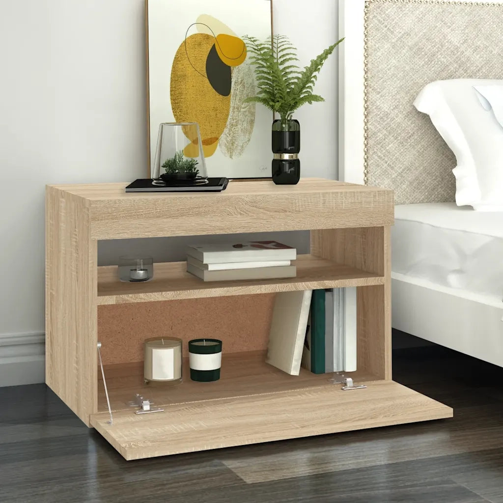 Mobile Porta TV con Luci LED Rovere Sonoma 60x35x40 cm 804415