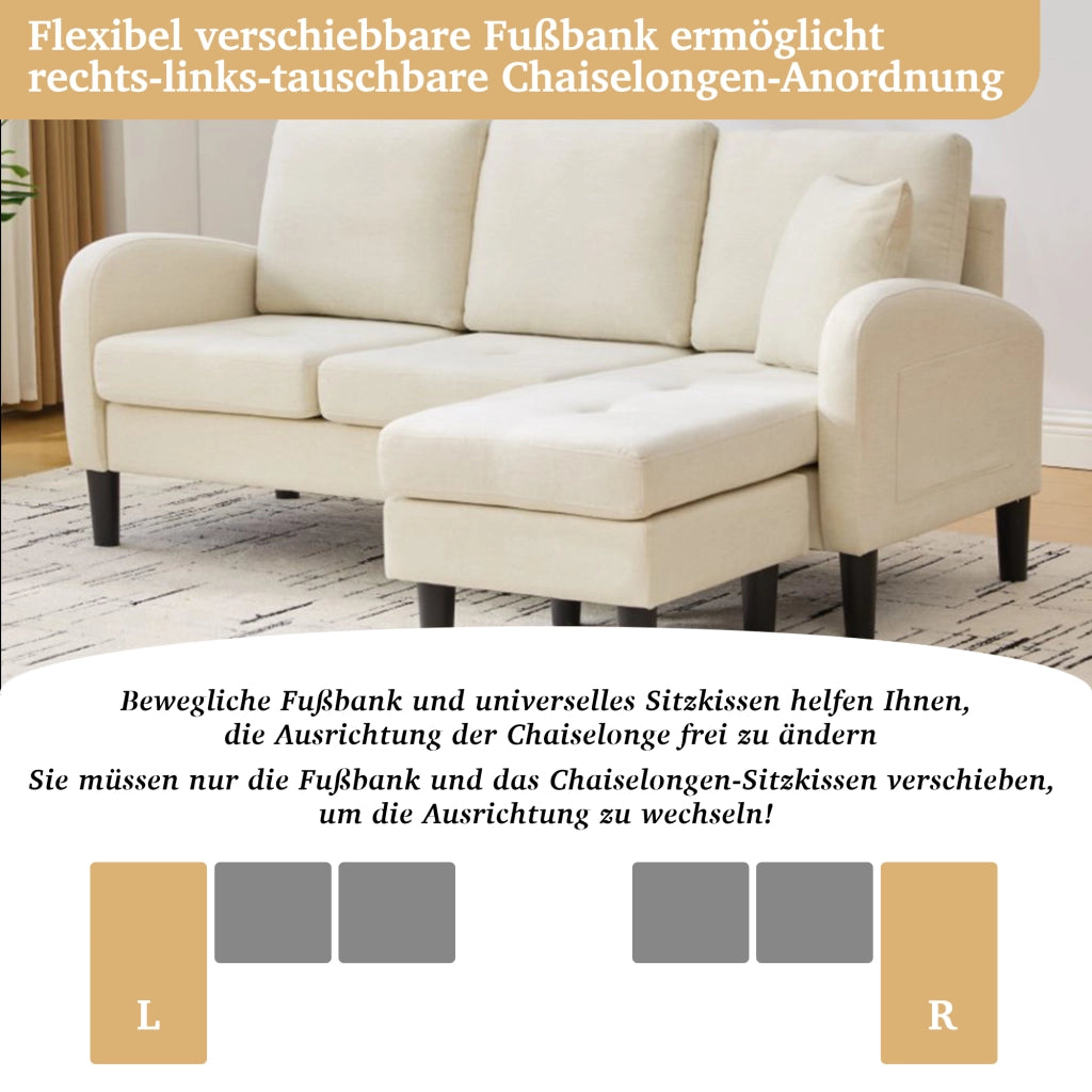 DIVANO ANGOLARE Modulare 166 x 118 x 77 cm Beige chiaro