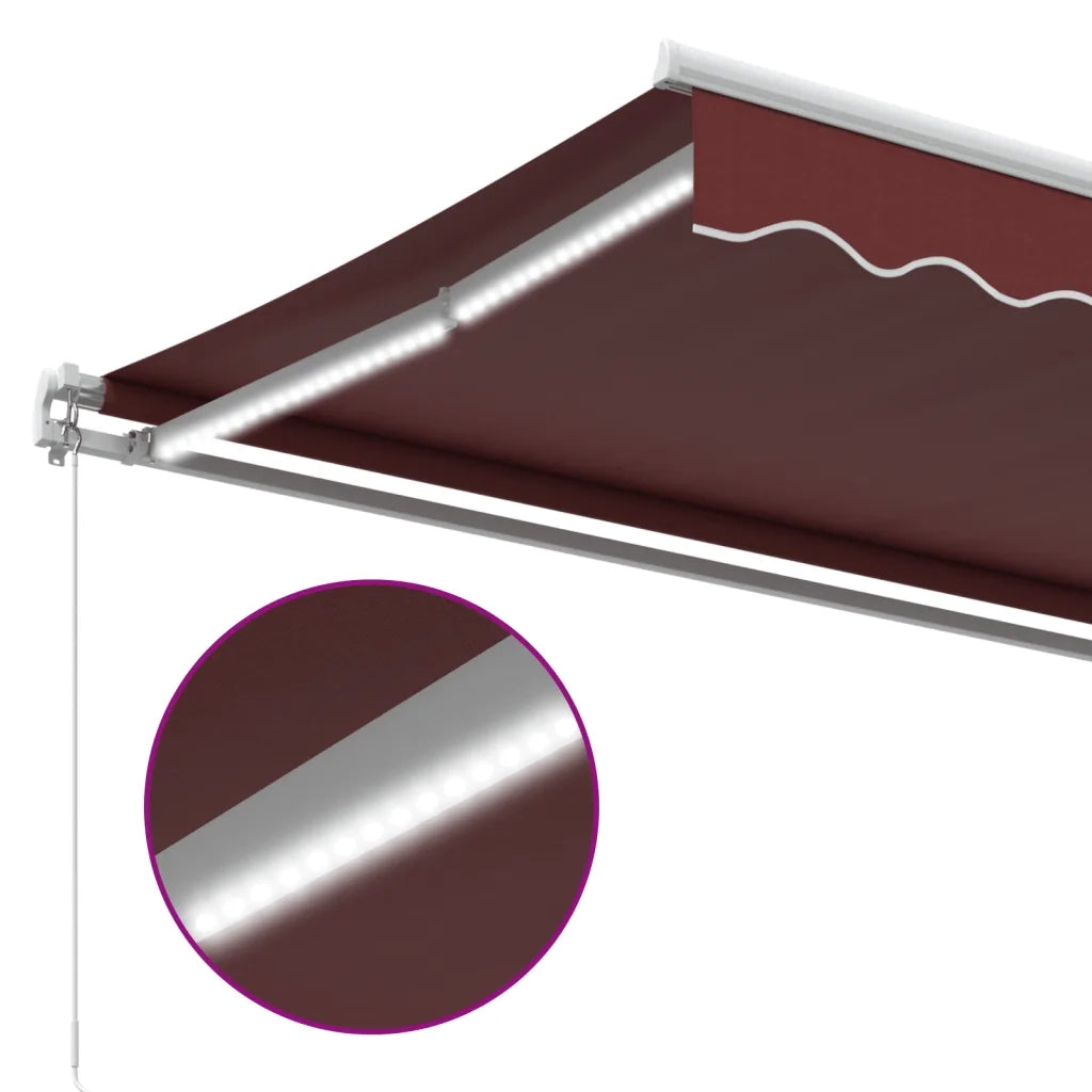 Tenda da Sole Retrattile Manuale con LED Bordò 350x250 cm 3214972