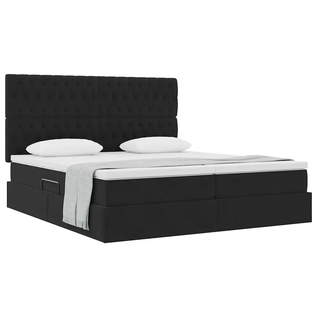 Letto con Contenitore con materasso Nero 200 x 200 cm Velluto