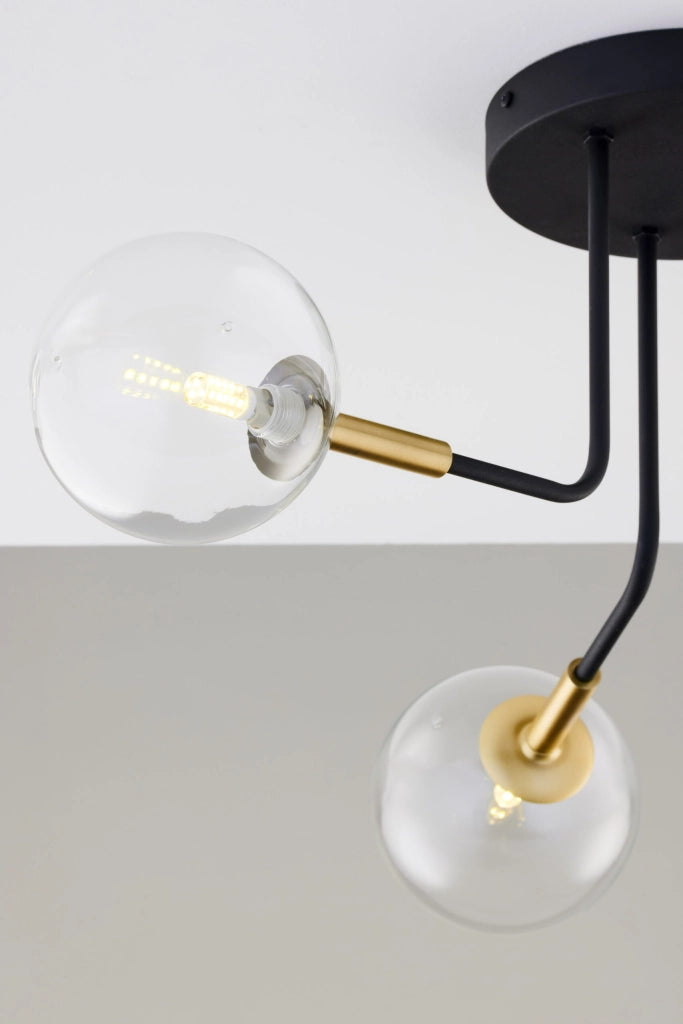 Plafoniera moderna nero oro, sfere vetro 3xG9 BURANO Jupiter