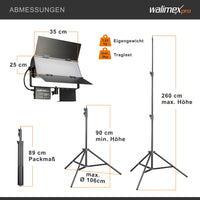 walimex pro LED Sirius 160 Set bicolore con treppiede e telecomando, luce d'area, luce da studio, 65 watt, 6000 lumen 4056929210439