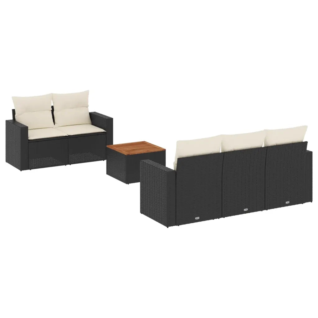 Set Divano da Giardino 6 pz con Cuscini Nero in Polyrattan 3224005