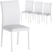 Set 4 Sedie da Pranzo ¨C Xylo ¨C Capitonn¨¦ Rombi Bianco Gambe Metallo 41x50x91cm