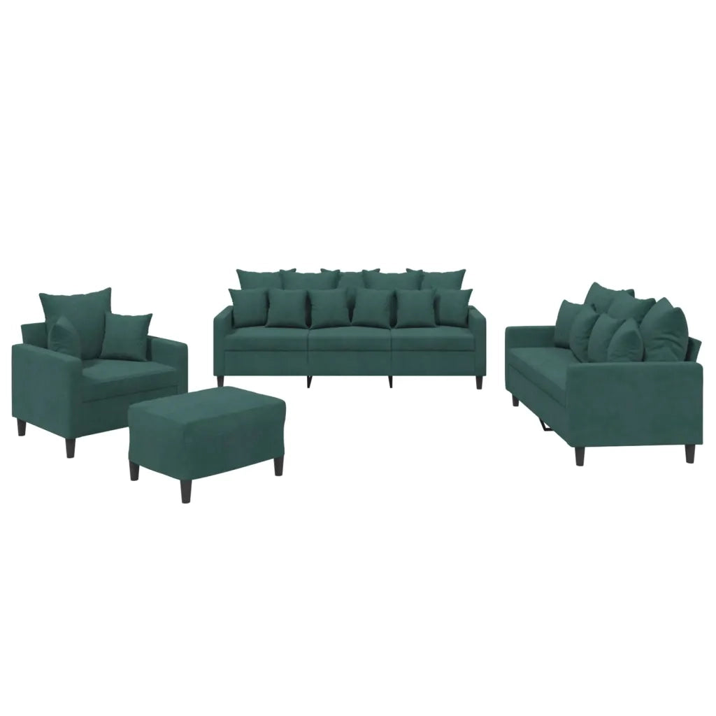 Set di Divani 4 pz con Cuscini Verde scuro in Velluto 3201692