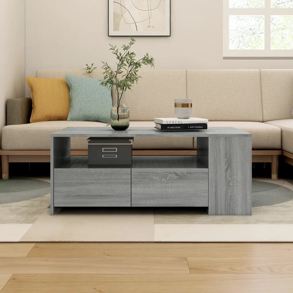 Tavolino da Salotto Grigio Sonoma 102x55x42cm Legno Multistrato cod mxl 11777
