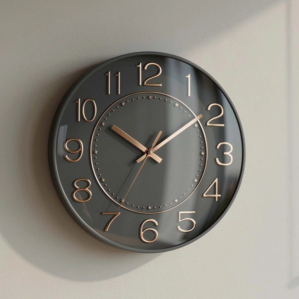 Orologio da parete silenzioso da 26 cm con design moderno e lussuoso Grigio Avizar