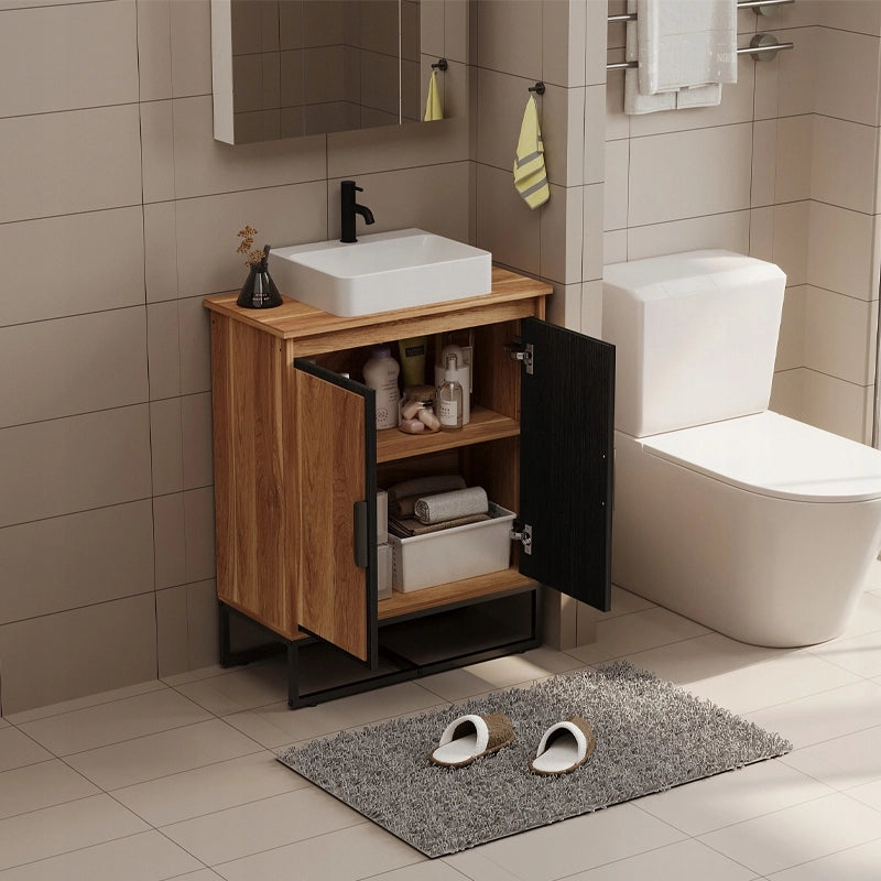 Mobile bagno in stile loft con due ante, ripiano da 80 cm e mensola