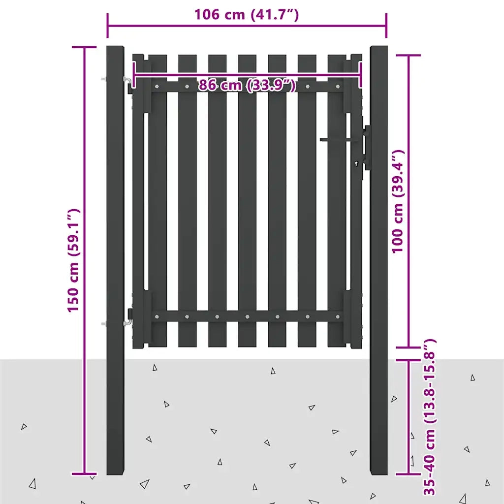 Cancello per Recinzione da Giardino in Acciaio 100x100 cm Antracite 146328
