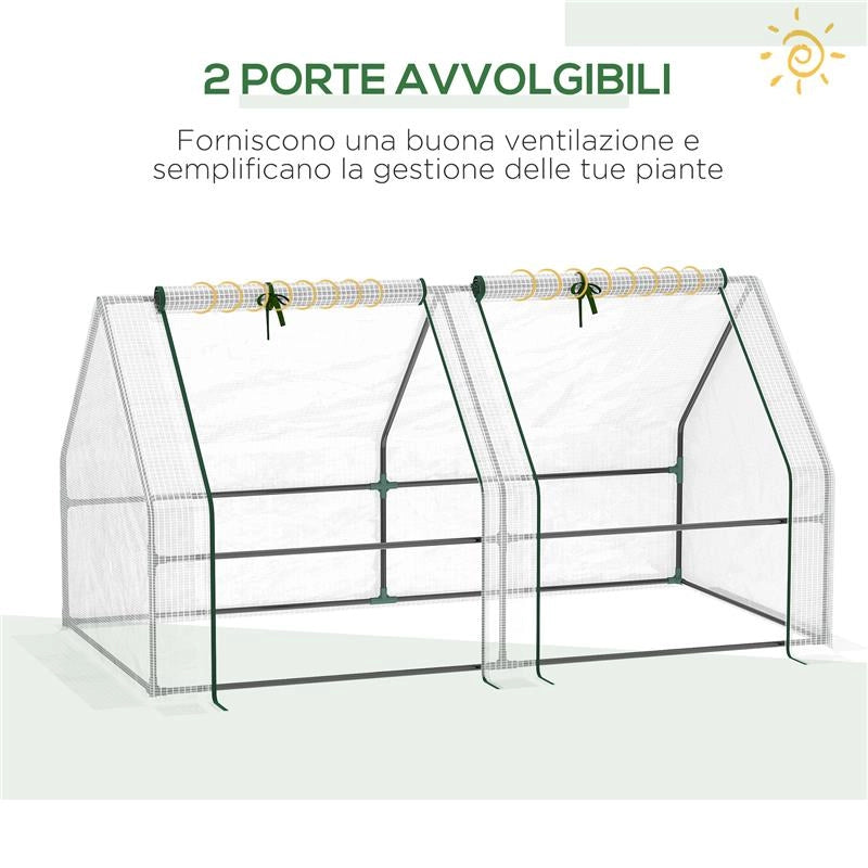 SERRA DA GIARDINO CON COPERTURA IN PE RINFORZATO E TELAIO IN ACCIAIO, 180X90X90CM, BIANCO