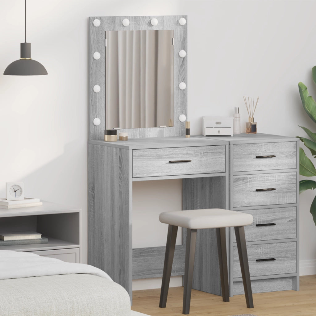Tolette con luci LED Grigio Sonoma 50x41x135 cm