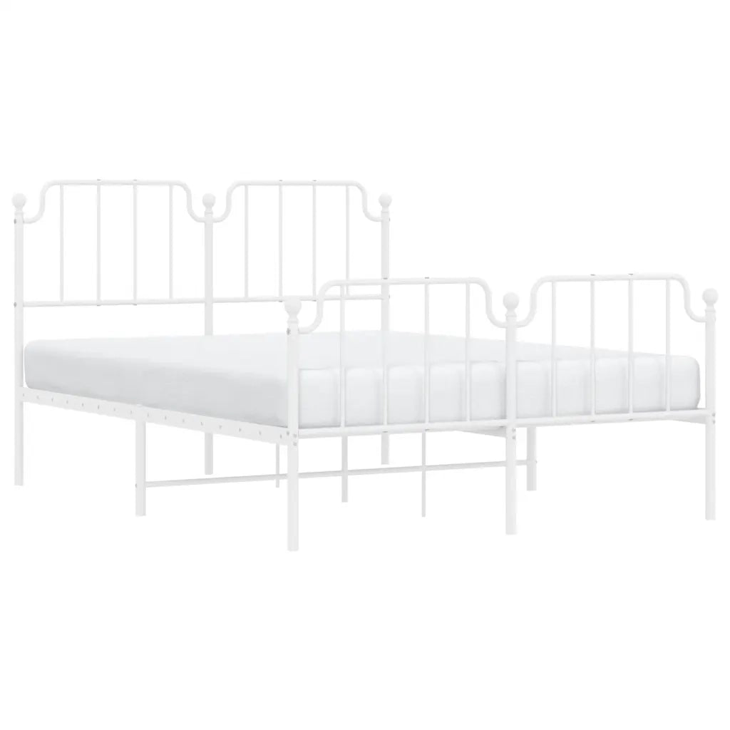 Giroletto con Testiera e Pediera Metallo Bianco 135x190 cm 373953