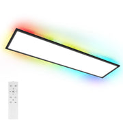 ZMH Plafoniera LED 100x25 cm Dimmabile RGB a Soffitto Piatto con Telecomando 24W Nero Rettangolare per Ufficio