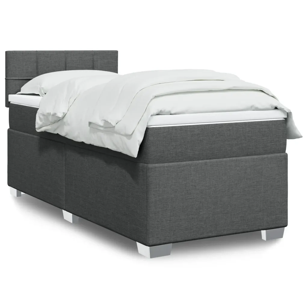 Giroletto a Molle con Materasso Grigio Scuro 100x200 cm Tessuto 3285800